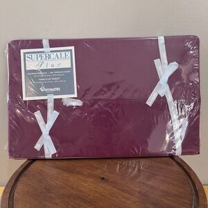 Vtg Wamsutta Supercale Plus Twin Flat Sheet Burgundy 200TC Percale Made in USA